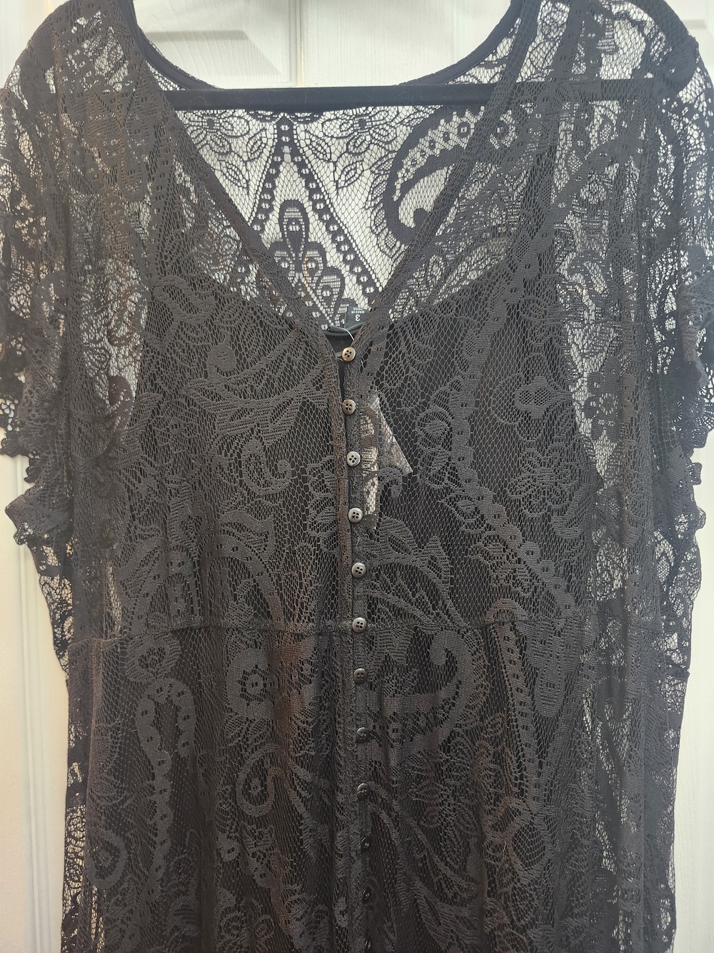 Torrid Black Lace Maxi Dress with Sheer Overlay, Torrid 3 = 3X, NWT - Picture 9 of 10